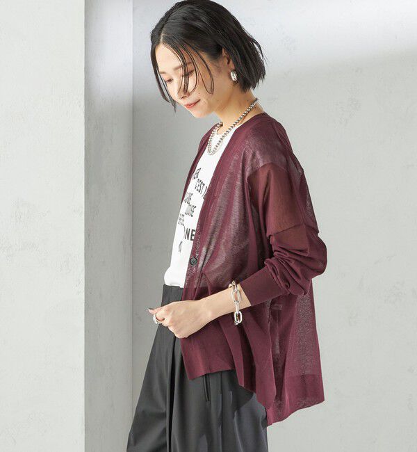 SHIPS for women「〈手洗い可能〉18G コットン ナイロン Vネック 1 ボタン カーディガン」|カーディガン|