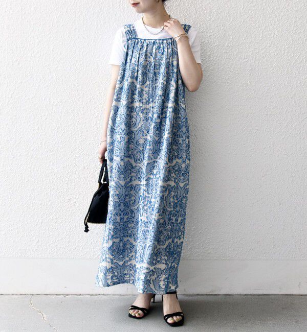 SHIPS any「SHIPS any:〈手洗い可能〉メッシュ ジャカード ギャザー Iライン ワンピース」|ワンピース|