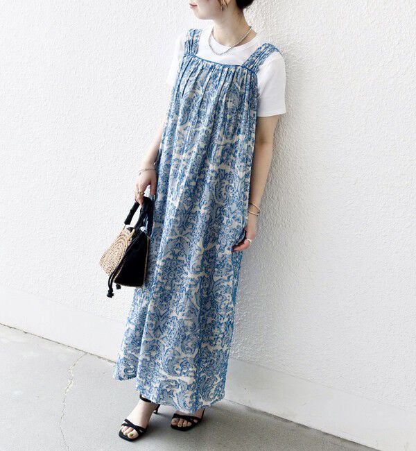 SHIPS any「SHIPS any:〈手洗い可能〉メッシュ ジャカード ギャザー Iライン ワンピース」|ワンピース|