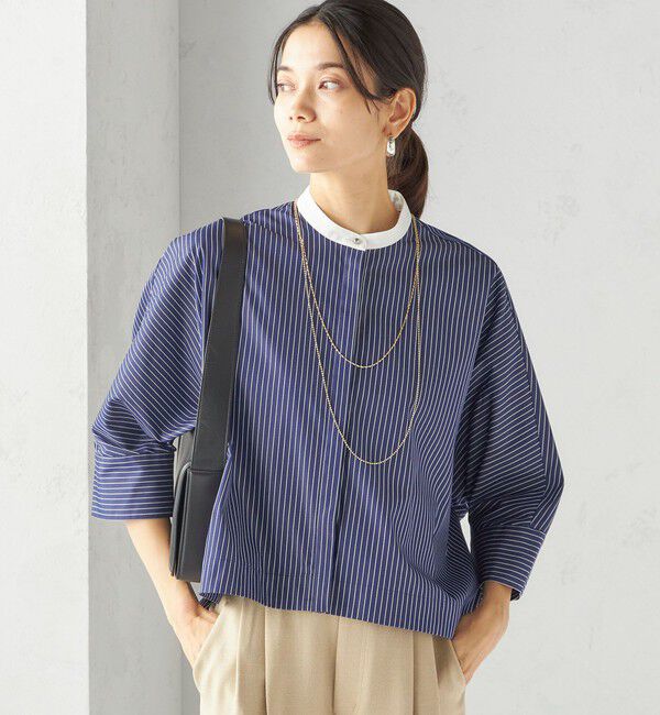SHIPS for women「〈手洗い可能〉綿 ポリエステル ストライプ 羽織 シャツ」|シャツ・ブラウス|