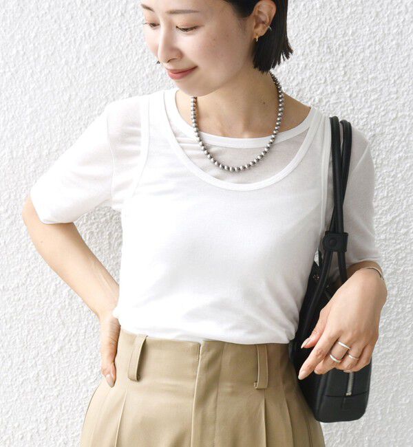 SHIPS for women「シアー フライス レイヤード TEE」|Tシャツ・カットソー|ホワイト