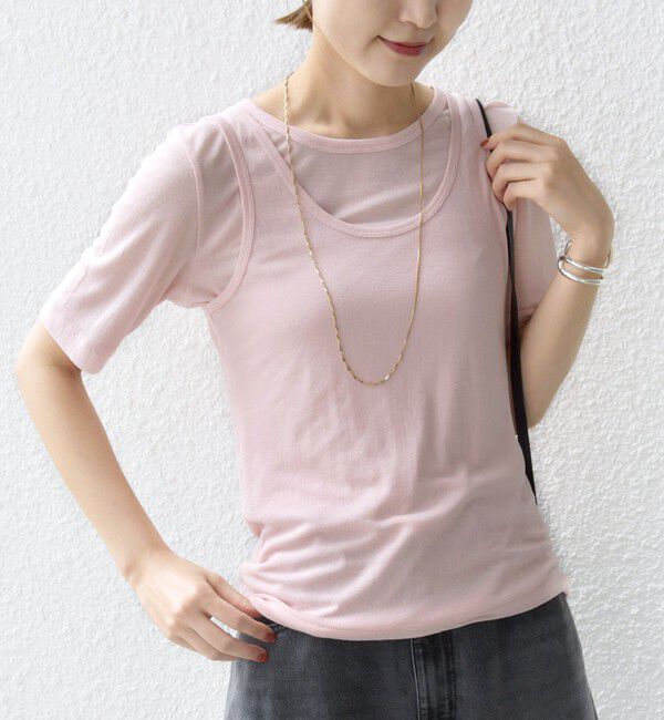 SHIPS for women「シアー フライス レイヤード TEE」|Tシャツ・カットソー|ピンク
