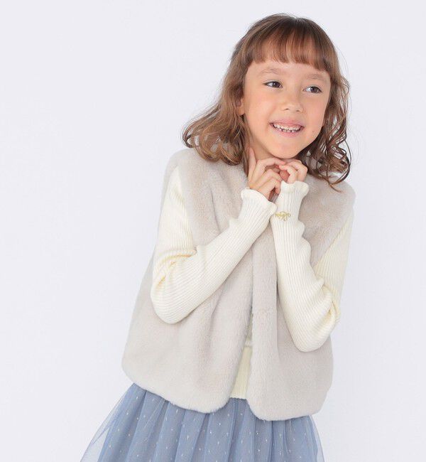 SHIPS KIDS「SHIPS KIDS:100～140cm / フェイクファー リバティ ベスト」|ダウンベスト・ベスト|ホワイト系