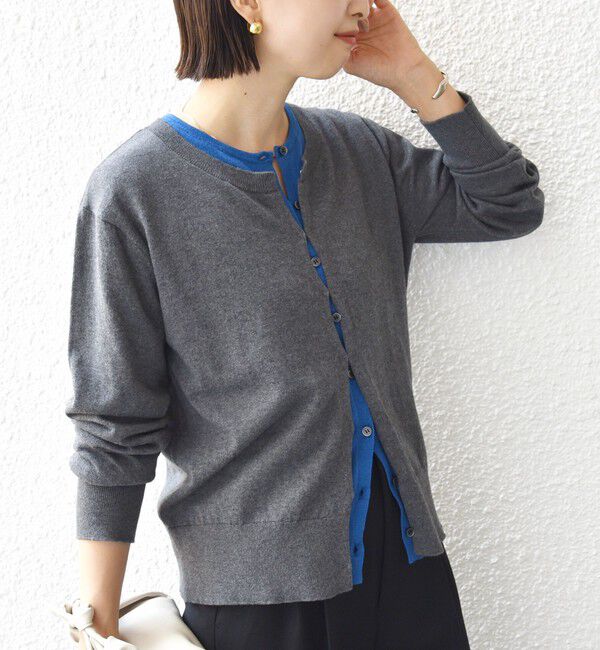 SHIPS for women「【WEB限定】〈手洗い可能〉レイヤード 2WAY 配色 カーディガン」|カーディガン|ダークグレー