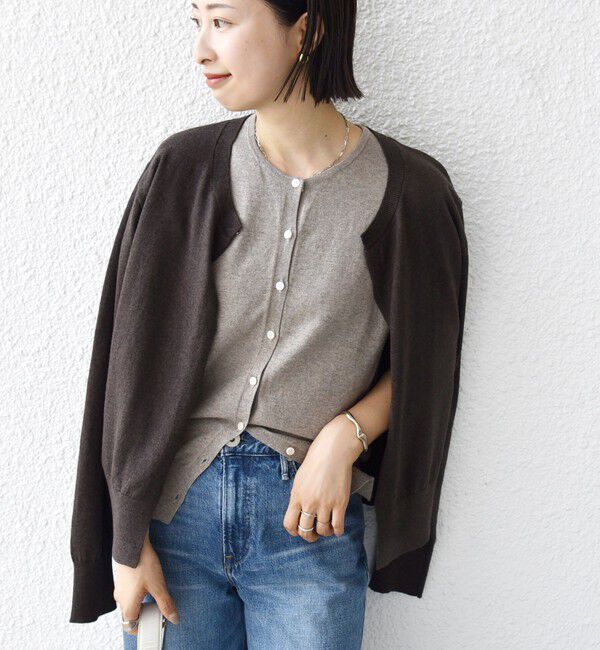 SHIPS for women「【WEB限定】〈手洗い可能〉レイヤード 2WAY 配色 カーディガン」|カーディガン|ブラウン