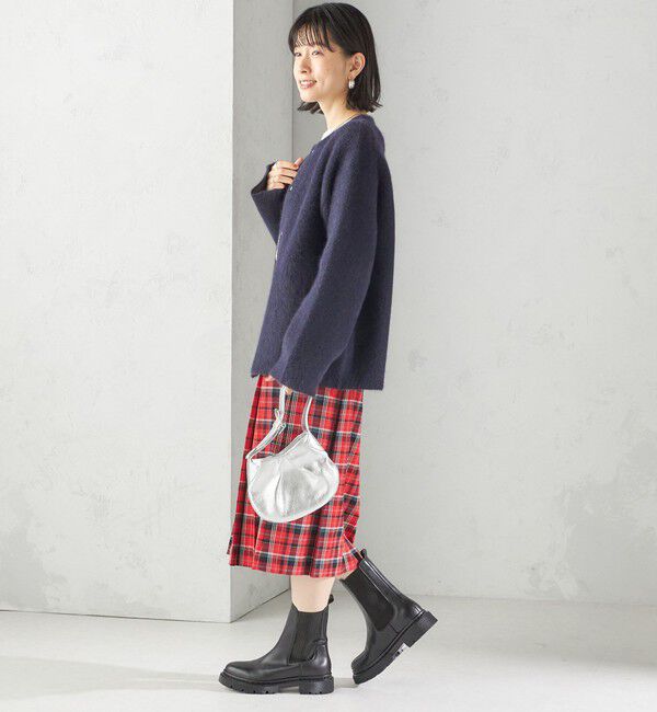 SHIPS for women「フォックス ブレンド ノーカラー ニット コート」|ノーカラーコート|