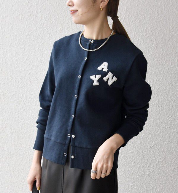 SHIPS any「SHIPS any:〈洗濯機可能〉裏起毛 ビジュー コンパクト スナップ カーディガン」|カーディガン|