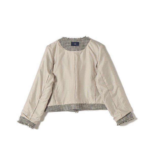 SHIPS for women「トライスピン 杢 ツイード パール モチーフ ボタン ジャケット（セレモニー対応可）」|ノーカラージャケット|