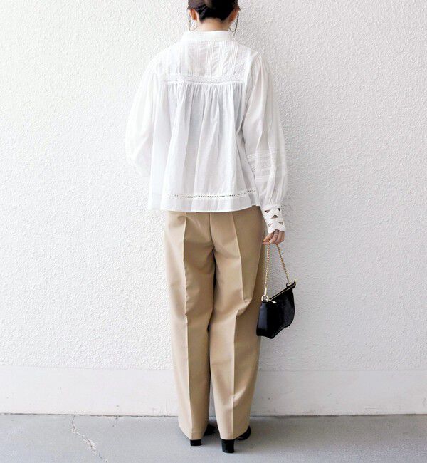 SHIPS any「SHIPS any:〈洗濯機可能〉キャンブリック スタンドカラー レース シャツ ブラウス」|シャツ・ブラウス|