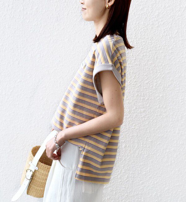 SHIPS for women「《予約》【WEB限定】マルチ ボーダー フレンチスリーブ プルオーバー」|Tシャツ・カットソー|