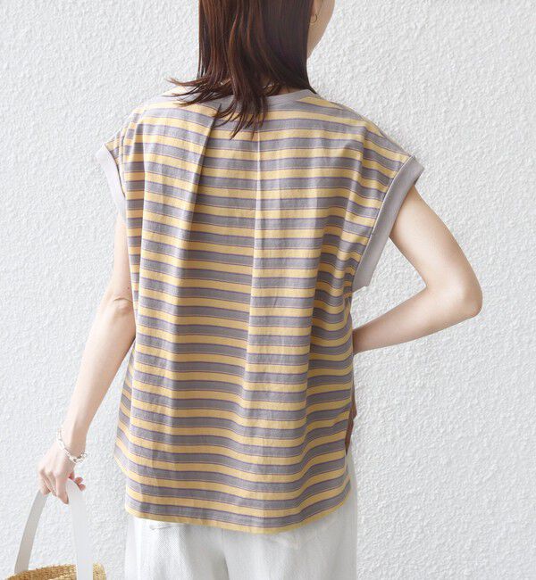 SHIPS for women「《予約》【WEB限定】マルチ ボーダー フレンチスリーブ プルオーバー」|Tシャツ・カットソー|