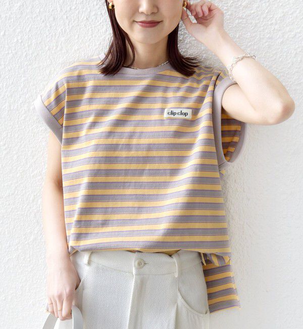 SHIPS for women「《予約》【WEB限定】マルチ ボーダー フレンチスリーブ プルオーバー」|Tシャツ・カットソー|