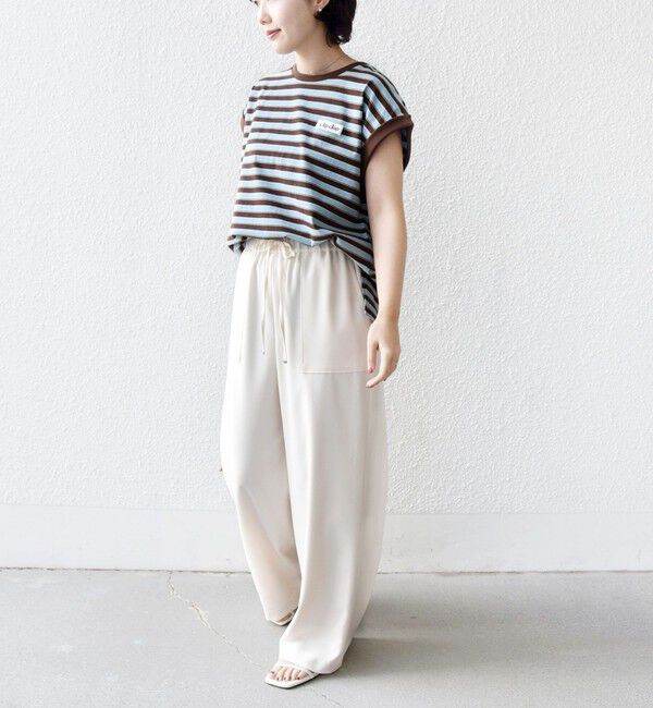 SHIPS for women「《予約》【WEB限定】マルチ ボーダー フレンチスリーブ プルオーバー」|Tシャツ・カットソー|