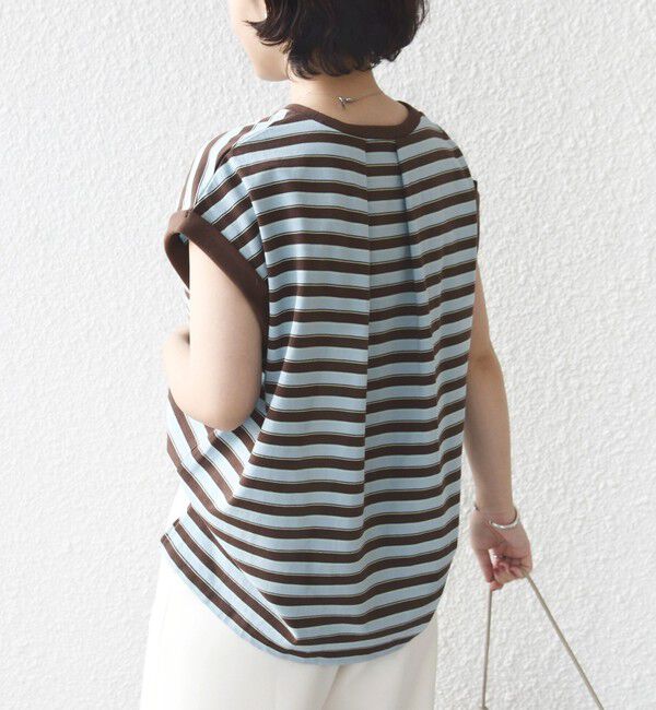 SHIPS for women「《予約》【WEB限定】マルチ ボーダー フレンチスリーブ プルオーバー」|Tシャツ・カットソー|