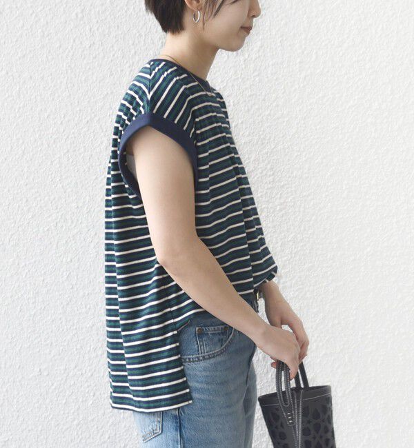 SHIPS for women「《予約》【WEB限定】マルチ ボーダー フレンチスリーブ プルオーバー」|Tシャツ・カットソー|