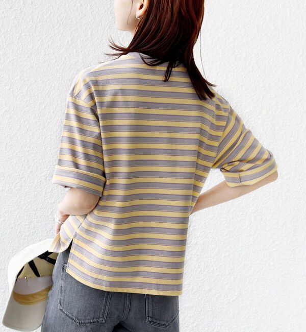 SHIPS for women「【WEB限定】マルチ ボーダー 5分袖 TEE」|Tシャツ・カットソー|