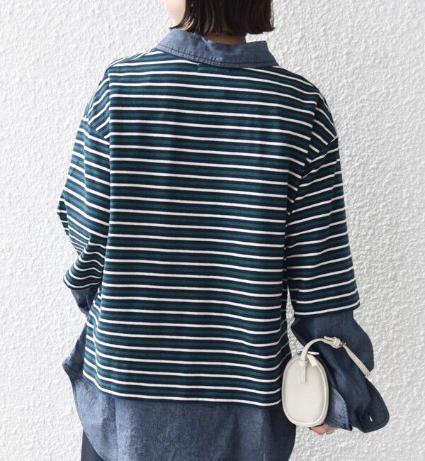 SHIPS for women「【WEB限定】マルチ ボーダー 5分袖 TEE」|Tシャツ・カットソー|