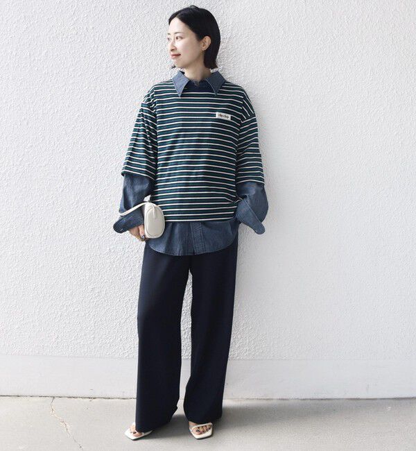 SHIPS for women「【WEB限定】マルチ ボーダー 5分袖 TEE」|Tシャツ・カットソー|