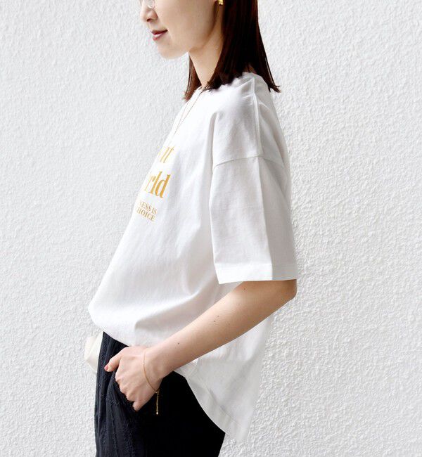 SHIPS for women「【SHIPS別注】81BRANCA: 5分袖 ロゴ TEE」|Tシャツ・カットソー|