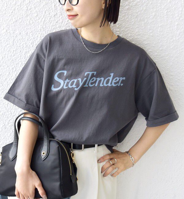 SHIPS for women「【WEB限定】バック タック ショート スリーブ ロゴ プリント TEE」|Tシャツ・カットソー|チャコールグレー