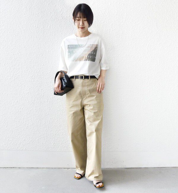 SHIPS for women「【WEB限定】オーガニック コットン 5分袖 フォト TEE」|Tシャツ・カットソー|