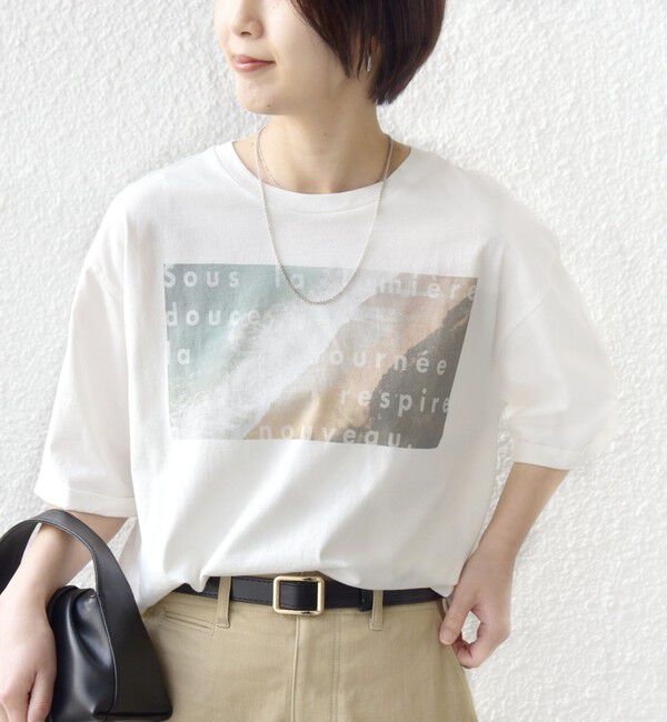 SHIPS for women「【WEB限定】オーガニック コットン 5分袖 フォト TEE」|Tシャツ・カットソー|