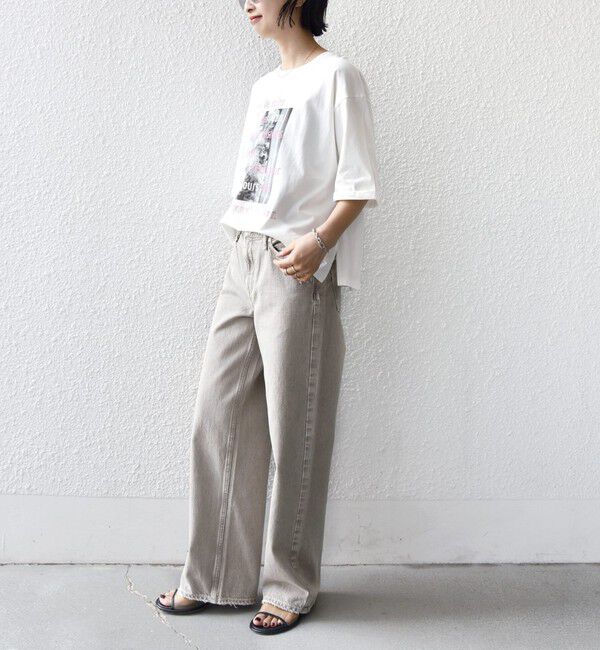 SHIPS for women「【WEB限定】オーガニック コットン 5分袖 フォト TEE」|Tシャツ・カットソー|