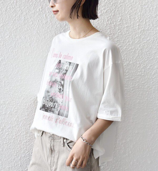 SHIPS for women「【WEB限定】オーガニック コットン 5分袖 フォト TEE」|Tシャツ・カットソー|