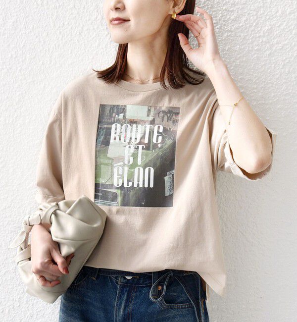 SHIPS for women「【WEB限定】オーガニック コットン 5分袖 フォト TEE」|Tシャツ・カットソー|