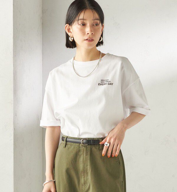 SHIPS for women「《予約》【一部WEB限定/ SHIPS別注】Champion: 5分袖 ロゴ プリント TEE」|Tシャツ・カットソー|