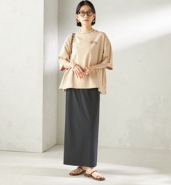 SHIPS for women「《予約》【一部WEB限定/ SHIPS別注】Champion: 5分袖 ロゴ プリント TEE」|Tシャツ・カットソー|