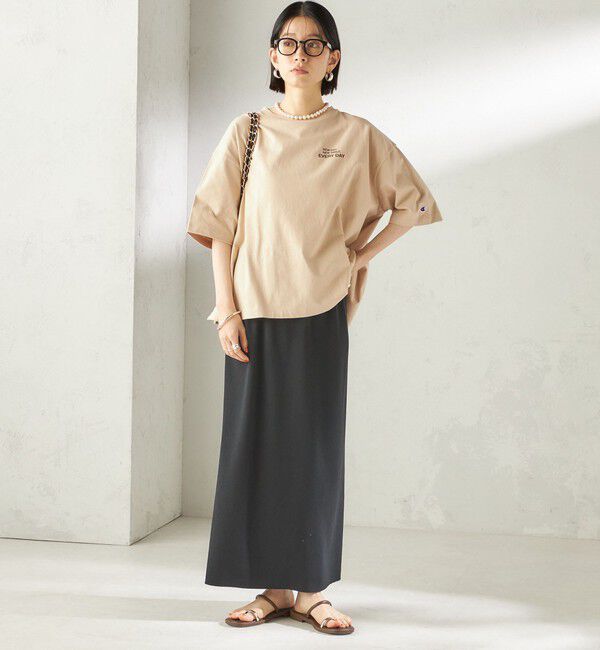 SHIPS for women「《予約》【一部WEB限定/ SHIPS別注】Champion: 5分袖 ロゴ プリント TEE」|Tシャツ・カットソー|