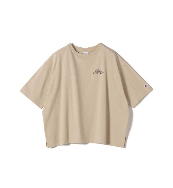 SHIPS for women「《予約》【一部WEB限定/ SHIPS別注】Champion: 5分袖 ロゴ プリント TEE」|Tシャツ・カットソー|