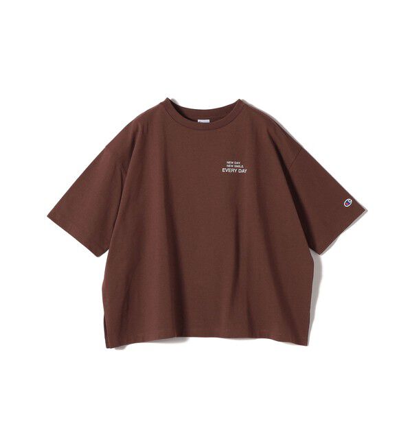 SHIPS for women「《予約》【一部WEB限定/ SHIPS別注】Champion: 5分袖 ロゴ プリント TEE」|Tシャツ・カットソー|