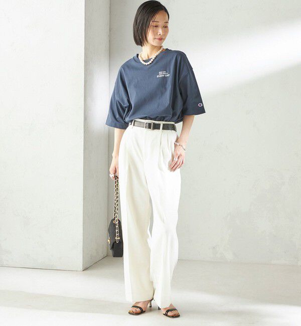 SHIPS for women「《予約》【一部WEB限定/ SHIPS別注】Champion: 5分袖 ロゴ プリント TEE」|Tシャツ・カットソー|