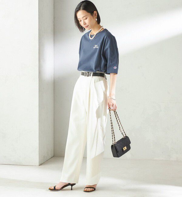 SHIPS for women「《予約》【一部WEB限定/ SHIPS別注】Champion: 5分袖 ロゴ プリント TEE」|Tシャツ・カットソー|