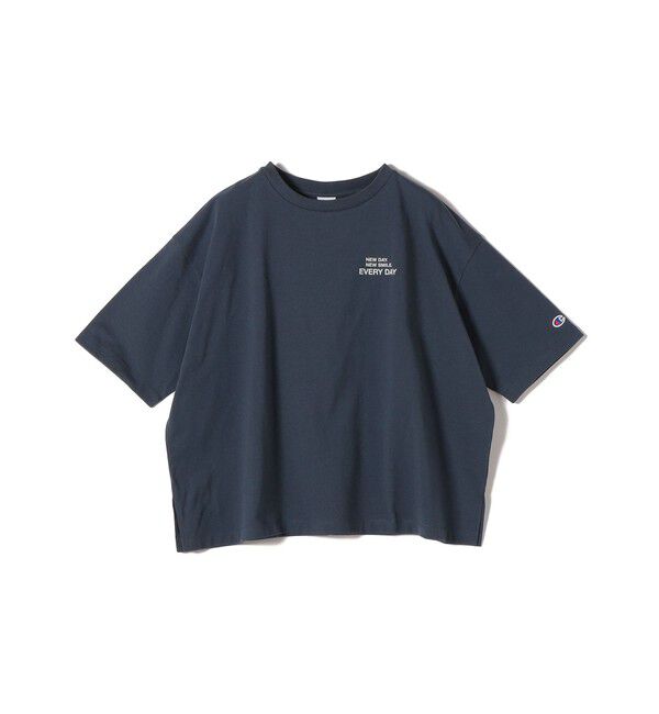 SHIPS for women「《予約》【一部WEB限定/ SHIPS別注】Champion: 5分袖 ロゴ プリント TEE」|Tシャツ・カットソー|