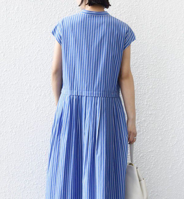 SHIPS for women「《予約》【WEB限定】〈手洗い可能〉ストライプ サイド タック ワンピース」|ワンピース|