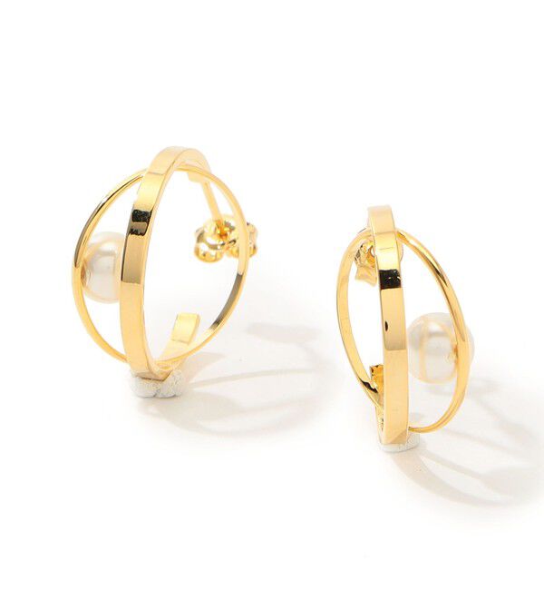 TOMORROWLAND GOODS「【別注】januka ダブルフープ パールピアス」|ピアス|12 ホワイト系