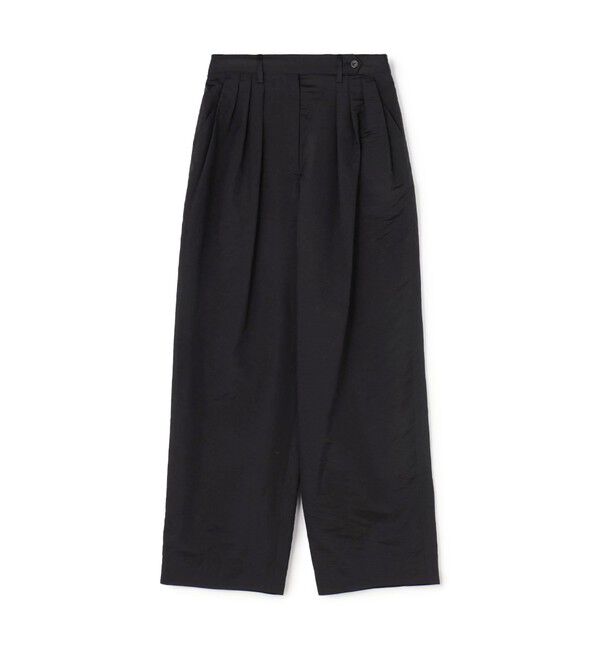 BACCA「ウォッシャーシルク ギャザードワイドパンツ」|チノ|19 ブラック