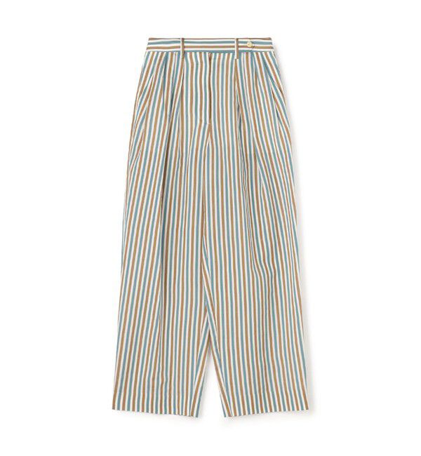 BACCA「ウォッシャーシルク ギャザードワイドパンツ」|チノ|44 ベージュ系