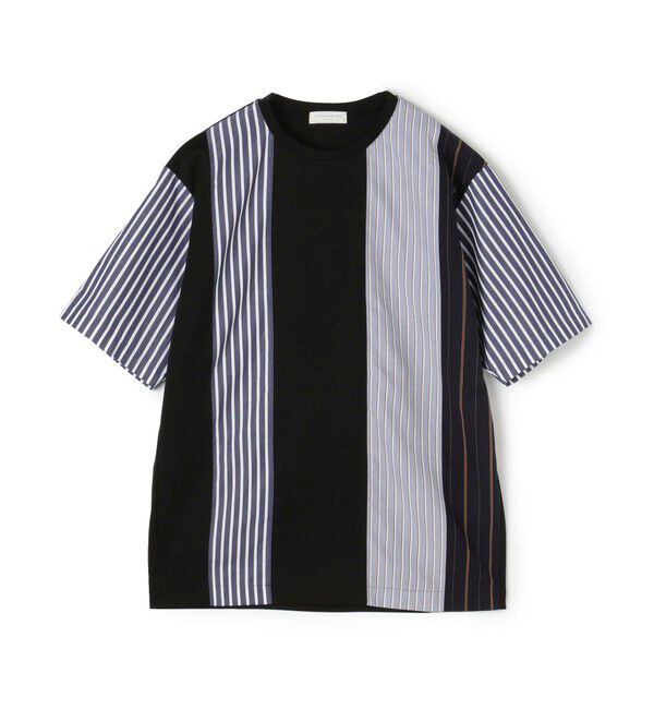 TOMORROWLAND MENS「コットン ストライプ デザインTシャツ」|Tシャツ・カットソー|19 ブラック
