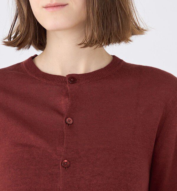 MACPHEE「プレーンリネン クルーネックカーディガン」|カーディガン|