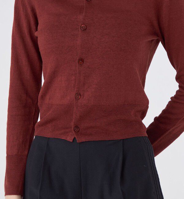 MACPHEE「プレーンリネン クルーネックカーディガン」|カーディガン|