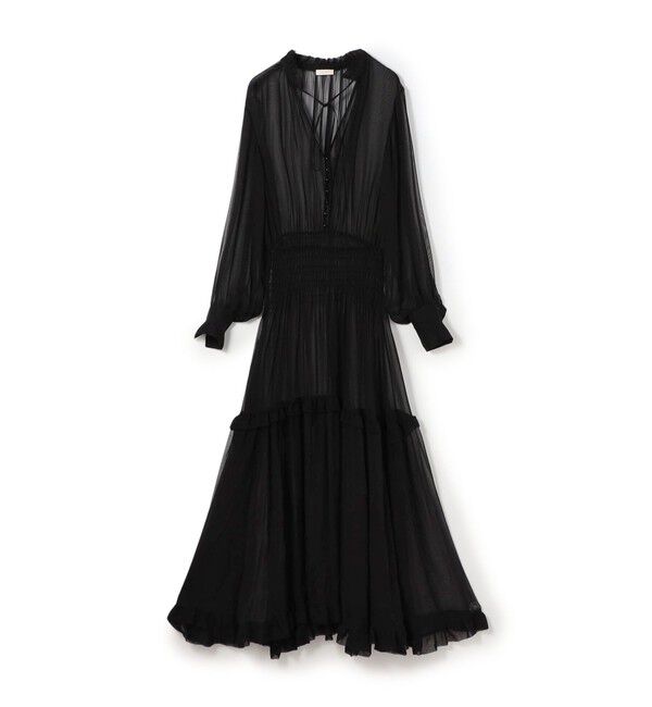 DES PRES「シルクシフォン ラッフルマキシワンピース」|ワンピース|19 ブラック
