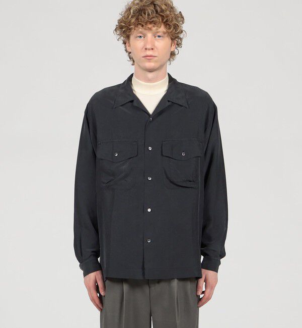 TOMORROWLAND MENS「シルク オープンカラー ダブルポケット ロングスリーブシャツ」|シャツ・ブラウス|