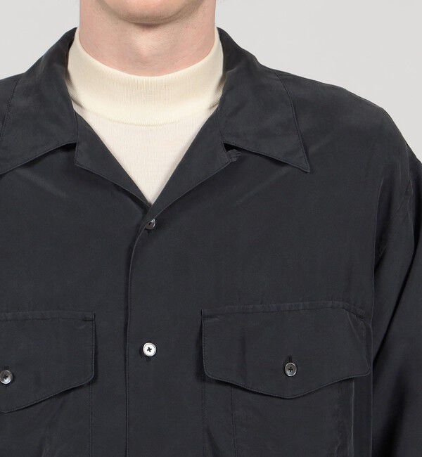 TOMORROWLAND MENS「シルク オープンカラー ダブルポケット ロングスリーブシャツ」|シャツ・ブラウス|