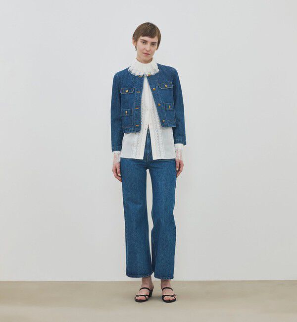 DES PRES「ハイデンシティーデニム クルーネックコンパクトジャケット」|デニムジャケット|