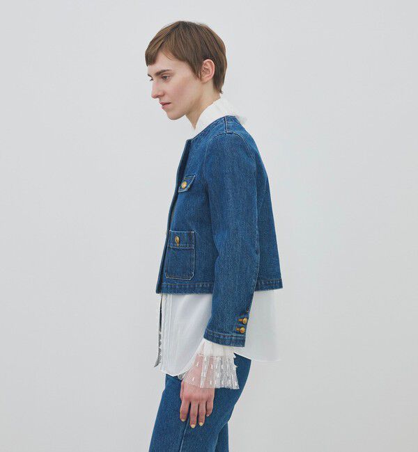 DES PRES「ハイデンシティーデニム クルーネックコンパクトジャケット」|デニムジャケット|