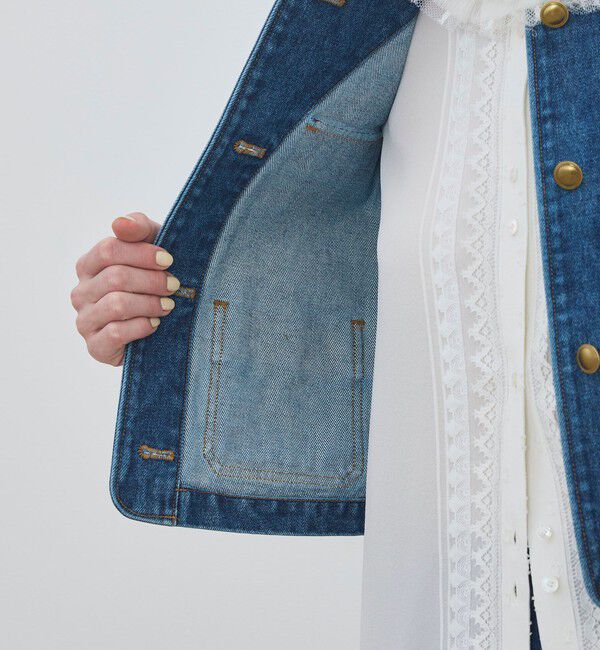 DES PRES「ハイデンシティーデニム クルーネックコンパクトジャケット」|デニムジャケット|